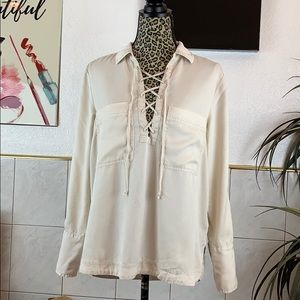 Free People Lace up long sleeve shirt size Small